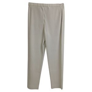 Homme Plissé Issey Miyake Tailored Pleats Trousers in White Polyester